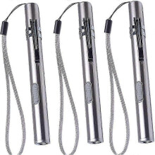 Lot de 3 lampes stylo rechargeables par USB en acier inoxydable avec clip pour usage médical, format compact et pratique
