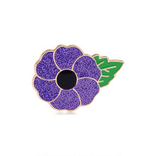 Insignias y broches de flor de amapola morada 2026 Animales Nunca Olvidan Día del Recuerdo, broche grande de flor