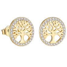 Lebensbaum Ohrringe für Damen und Mädchen mit Zirkonia, hypoallergen, elegantes Geschenk zum Muttertag und Geburtstag