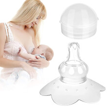 Nipple Shields for Nursing Infants, Breastfeeding Aid for Latch Difficulties, Flat and Inverted Nipples, Comfortable Silicone Design