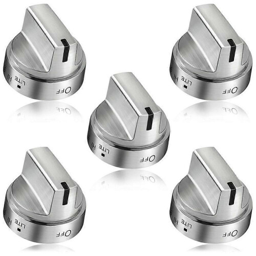 5 Pcs Stainless Steel Stove Knob Replacement for Cooktop and Burner Control, Durable Appliance Knobs, Easy to Install