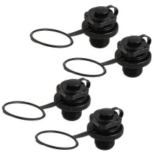 4er-Set Achteckiges TPU-Aufblasboot Ventil 2-in-1 Schraubventil für Schlauchboot, Gummiboot, Kajak, Beiboot, Luftmatratze und Luftbett, Schwarz