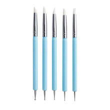 Boetseergereedschap, dubbelzijdige metalen en keramische kleistift set, siliconen klei-indrukgereedschap, blauw