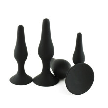 Set de dilatadores rectales para hombres y mujeres, terapia del suelo pélvico, silicona de grado médico, 4 piezas, tallas 1 a 4, negro