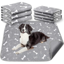 Set van 2 wasbare en herbruikbare absorberende hondenpads waterdichte trainingsmatten voor puppy's en huisdieren grijs