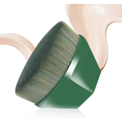 Foundation Makeup Brush, Iron Handle Face Brush for Blush, Liquid and Powder, with Protective Case, Green Handle