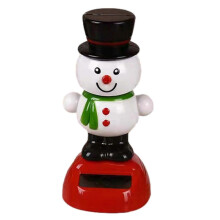 Solar Dancing Snowman Ornament with Light Powered Motion, Cute Battery Operated Decoration for Car, Desk or Home Use