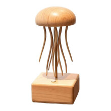 Handcrafted Wooden Jellyfish Automaton with Moving Tentacles, Articulated Desktop Ornament for Home Office Decor