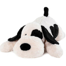 Zwart wit verzwaard hondenknuffel voor angst, schattig zacht speelgoed cadeau voor kinderen en volwassenen 50 cm