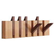 (Contrast color/6 hooks) Solid Wood Piano Key Coat Hook Creative Invisible Hook Wall Entryway Door No-Drill Storage Rack