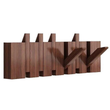 (Brownish red/6 hooks) Solid Wood Piano Key Coat Hook Creative Invisible Hook Wall Entryway Door No-Drill Storage Rack