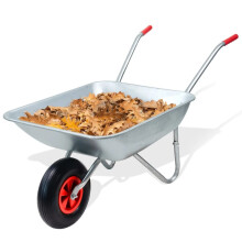65L Wheelbarrow Galvanised Metal Cart with Pneumatic Tyre