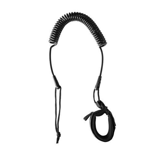 (Black) Surfing Surfboard Ankle Leash Leg Rope Coiled Stand Up Paddleboard Black