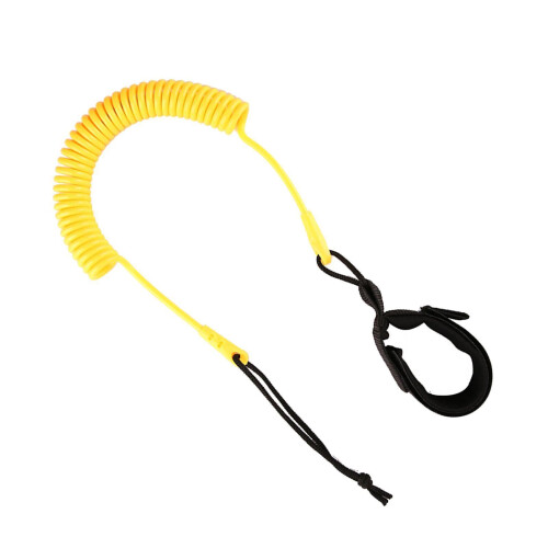 (Yellow) Surfing Surfboard Ankle Leash Leg Rope Coiled Stand Up Paddleboard Black