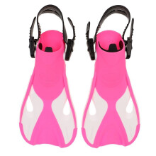 (as described, Pink) Swim  Short Training Open Heel Adjustable Snorkel Flippers For Kids Red