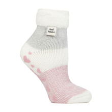 (4-8, Elfenbein/Rose) Heat Holders - Heat Holders - Damen Kuschelige Flauschige Bettsocken mit Federoberteil