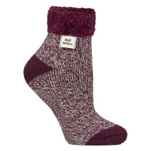 (4-8, Cabernet (Feather Top)) Heat Holders - Heat Holders - Damen Flauschige Bettsocken | Weich Lounge Socken Fleece