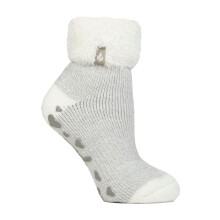 (4-8, Elfenbein/Silber) Heat Holders - Heat Holders - Damen Flauschige Bettsocken | Weich Lounge Socken Fleece