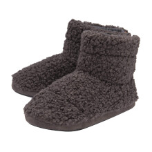 (12, Charcoal) Dunlop - Mens Furry Sherpa Memory Foam Slipper Boots