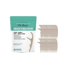 Double Floss Picks Biodegradable (50pcs) - Plant Based Natural Dental Floss Sticks- Flossers for Adults Kids - Nontoxic Vegan Tooth Pick Flossers --Yo