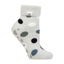 (4-8, Silberne Punkte) Heat Holders - Damen Kuschelsocken Thermo | Heat Holders | Lite Lounge Bettsocken Antirutsch