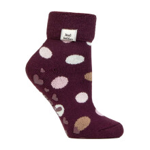 (4-8, Cabernet Dots) Heat Holders - Damen Kuschelsocken Thermo | Heat Holders | Lite Lounge Bettsocken Antirutsch