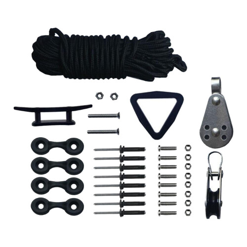Kayak Anchor Trolley Kit Rope Cleat Pully Block Rigging Ring