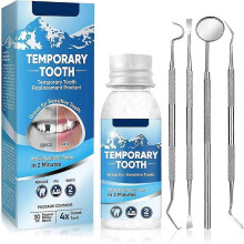Tooth Filling Repair Kit, Temporary Teeth Filler with 4 Dental Tools, Teeth Replacement Kits for Temporary Tooth Fixing, DIY Moldable False Teeth