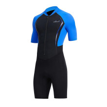 (Blue) Mens Shorty Wetsuit Full Body Front Zip for Surf Spearfishing M Yellow
