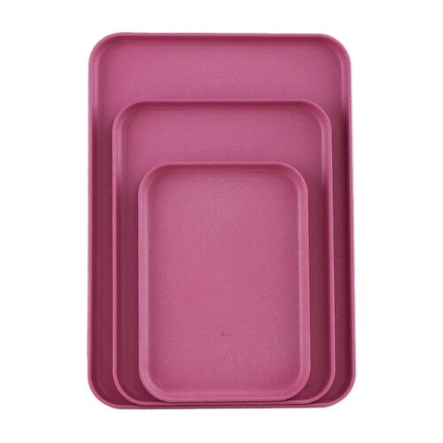 Bandeja de servir de plástico Birch – Apilable, antideslizante,