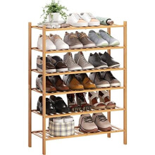 Étagère à chaussures en bambou à 6 niveaux – Empilable, antidérapante, 3 tailles
