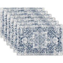 Marineblauwe boho linnen placemats set van 6
