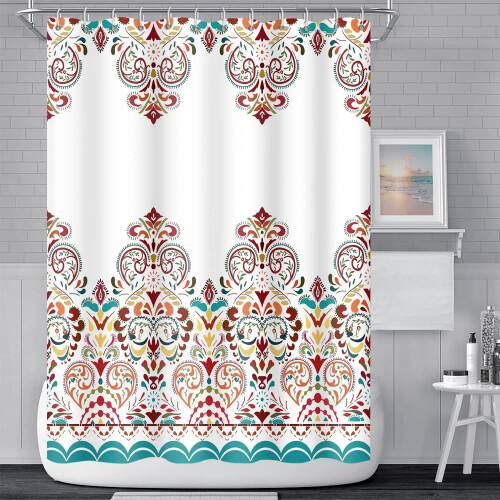 Boheemse douchegordijn van waterdicht polyester, 72x72 inch.