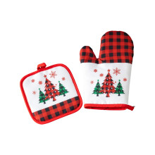 Gants de cuisine de Noël rouges en polyester résistant à la chaleur (lot de 2)