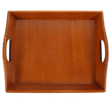 Bandeja de servir de madera marrón con asas, 32 x 25,8 cm.
