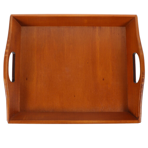 Bandeja de servir de madera marrón con asas, 32 x 25,8 cm.