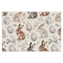 Paasplacemat van linnen met konijnenprint, 34x24,5 cm