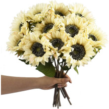 Tournesols artificiels jaunes à longue tige (8 pièces)