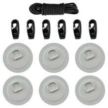 (Gray) Bungee Deck Kit D Rings Pad Patch for Kayak Canoe Inflatable Boat Fishing Blue