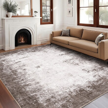 Tapis abstrait moderne 5x7, velours perle, lavable en machine