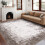 Tapis abstrait moderne 5x7, velours perle, lavable en machine 1