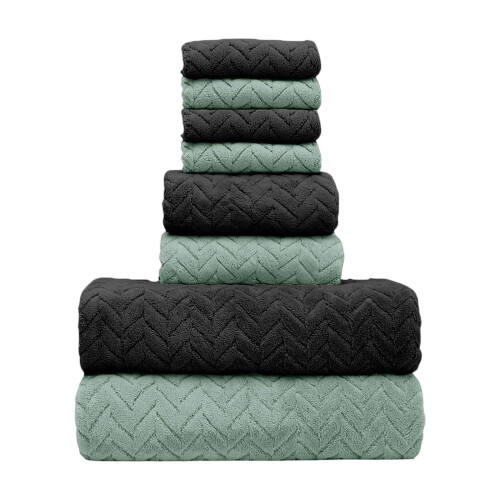 Ensemble de 8 serviettes de bain en coton vert