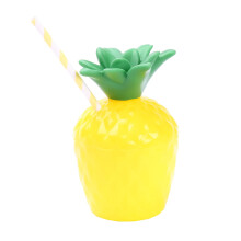 Gobelets à boissons en forme d'ananas avec pailles – Gobelets tropicaux pour fêtes