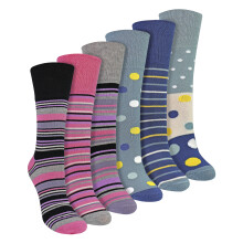 (04-Aug, Punkte / Streifen) Sock Snob - Sock Snob - 6er Pack Damen Bambus Socken Ohne Gummibund Weich Atmungsaktiv