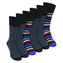 (06-Nov, Streifen) Sock Snob - Sock Snob - 6er Pack Herren Bambus Socken Ohne Gummibund Atmungsaktiv Komfort