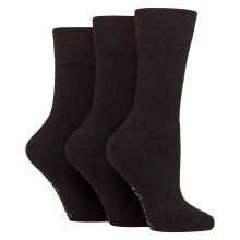 (04-Aug, Schwarz) Gentle Grip - Gentle Grip - 3er Pack Damen Wollstiefelsocken Warm Gepolstert Wandern
