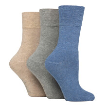 (04-Aug, Grau / Hafer / Denim) Gentle Grip - Gentle Grip - 3er Pack Damen Bambus Socken Weich Atmungsaktiv Crew