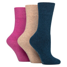 (04-Aug, Rosa / Türkis / Natur) Gentle Grip - Gentle Grip - 3er Pack Damen Wollstiefelsocken Warm Gepolstert Wandern