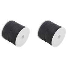 Black Round Elastic Beading Thread 1mm 24m 2 Rolls