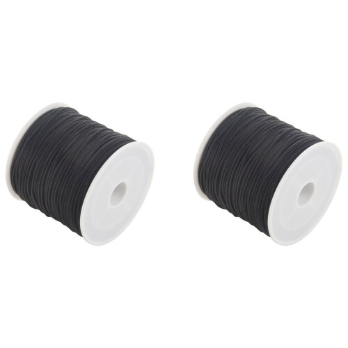 Black Round Elastic Beading Thread 1mm 24m 2 Rolls